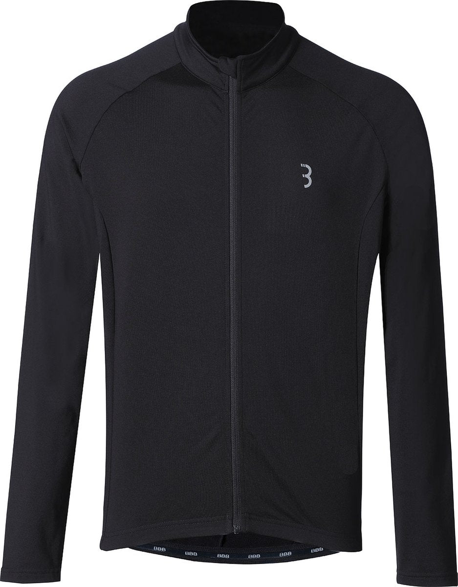 Bbb cycling transition lange mouwen fietsshirt heren en dames - 10-15 °c - mtb en wielrenshirt met 3 achterzakken - zwart