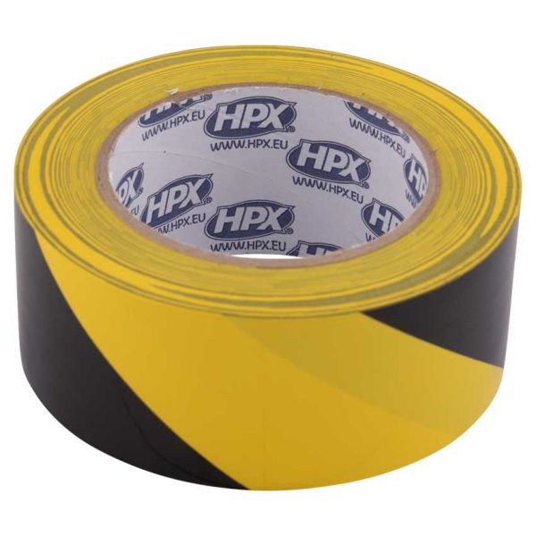 Hpx producten zelfklevende afzettape geel zwart 50mm x 33m