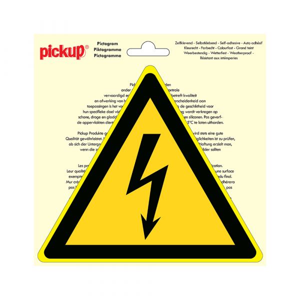 Sticker gevaarlijke elektrische spanning - 200 mm driehoek.