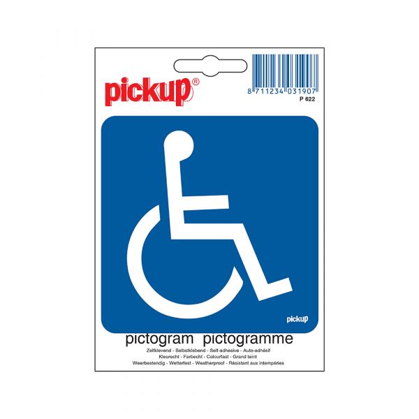 Sticker toegankelijk voor rolstoel - 100x100 mm.