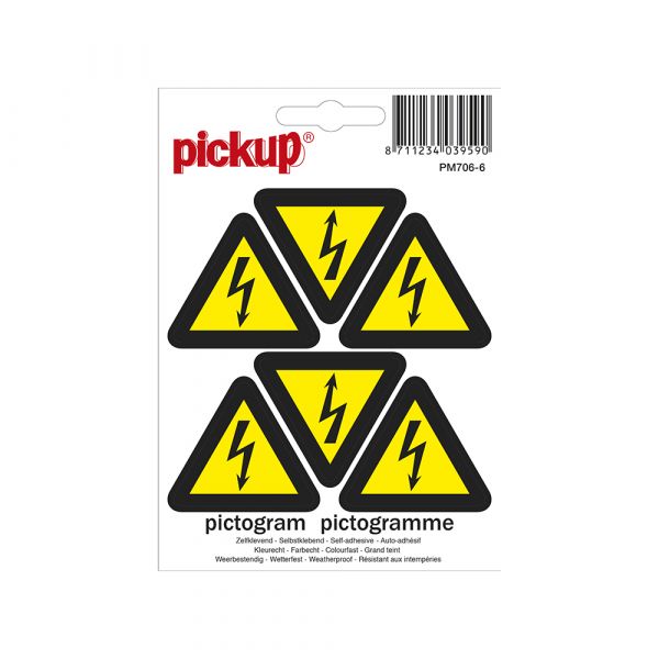 Sticker gevaarlijke electrische spanning - 45 mm driehoek 6.