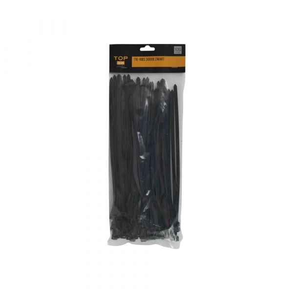 Topgear tiewraps kabelbinders 300x8, 100 stuks zwart