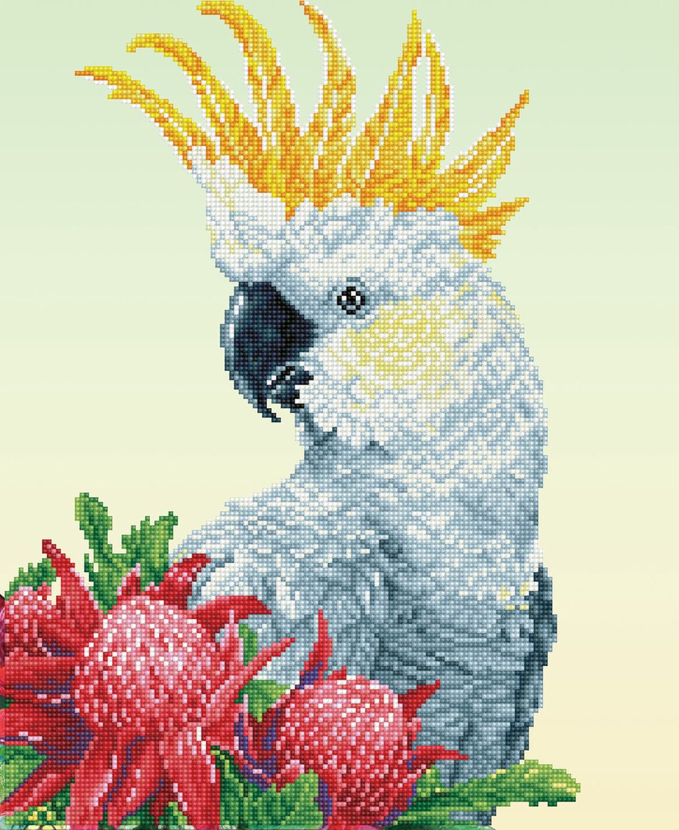 Diamond dotz® diamond painting volwassenen - ronde steentjes - volledig pakket - hobby - - dd10.059 - dieren - white cockatoo warathas 51 x 41 cm