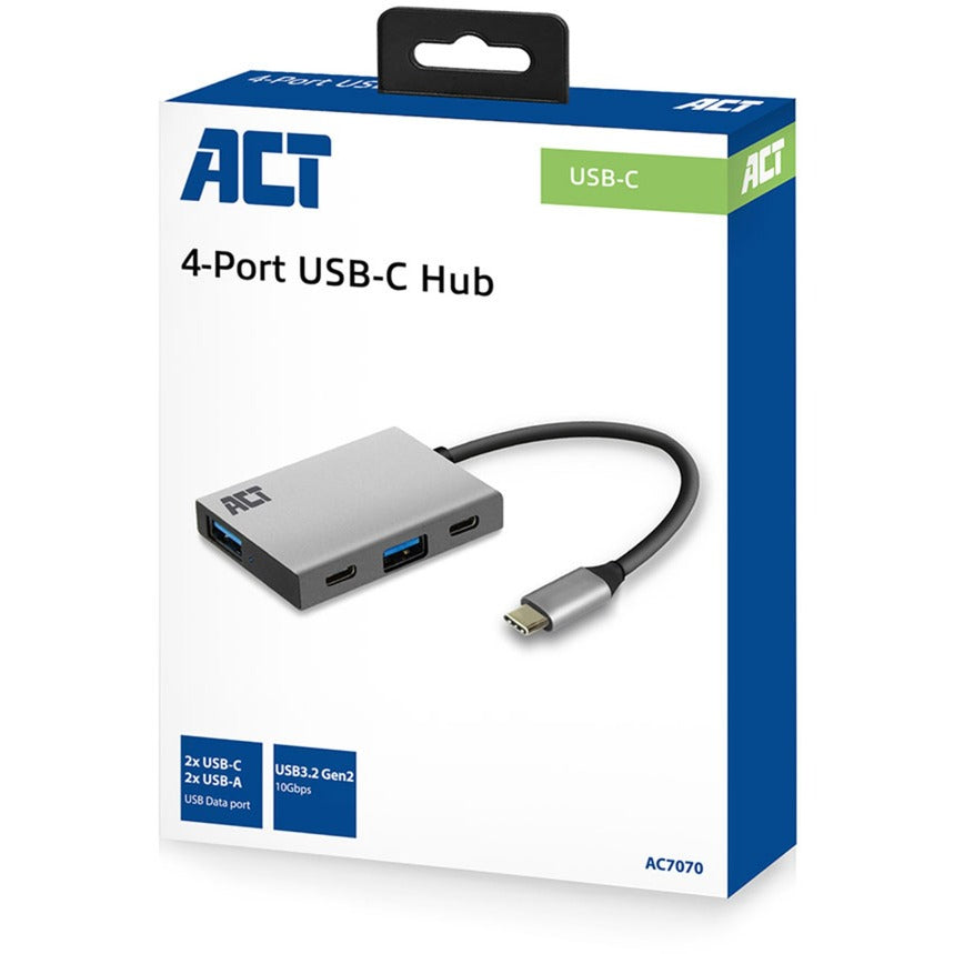 ACT Connectivity USB-C Hub 4-Port met 2x USB-C en 2x USB-A