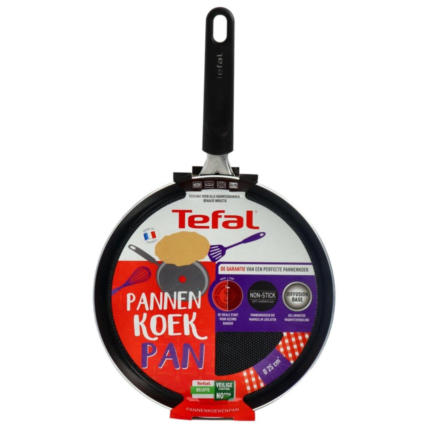 Tefal simplicity pannenkoekpan 25cm, geschikt voor alle warmtebronnen behalve inductie