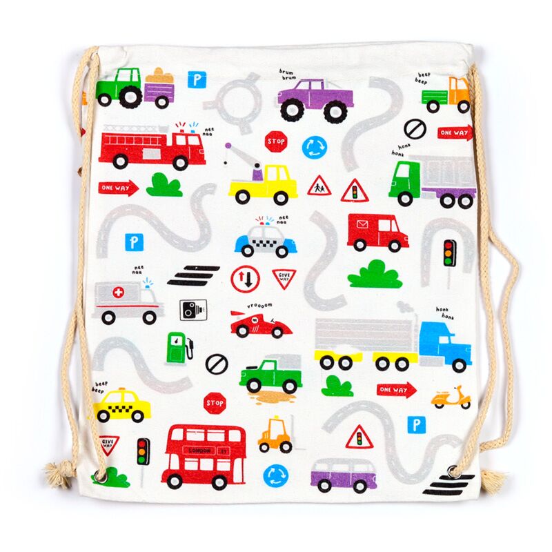 Kleine moteren canvas trekkoord rugtas
