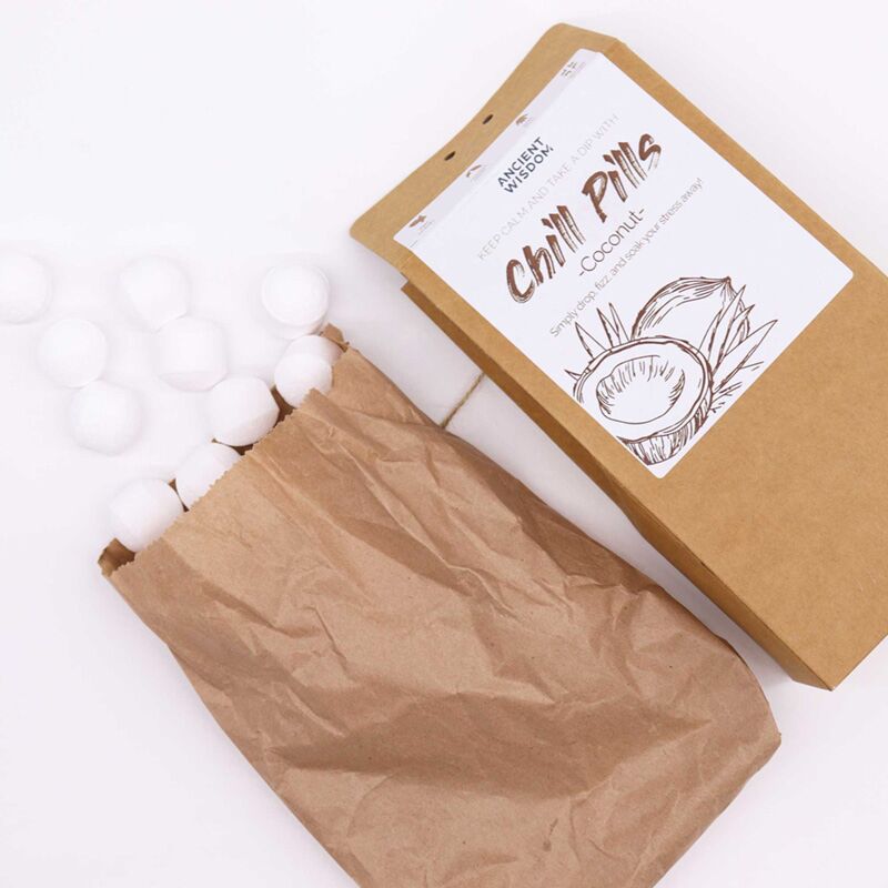 Kokosnoot badbruisballen fizz chill pill gift box