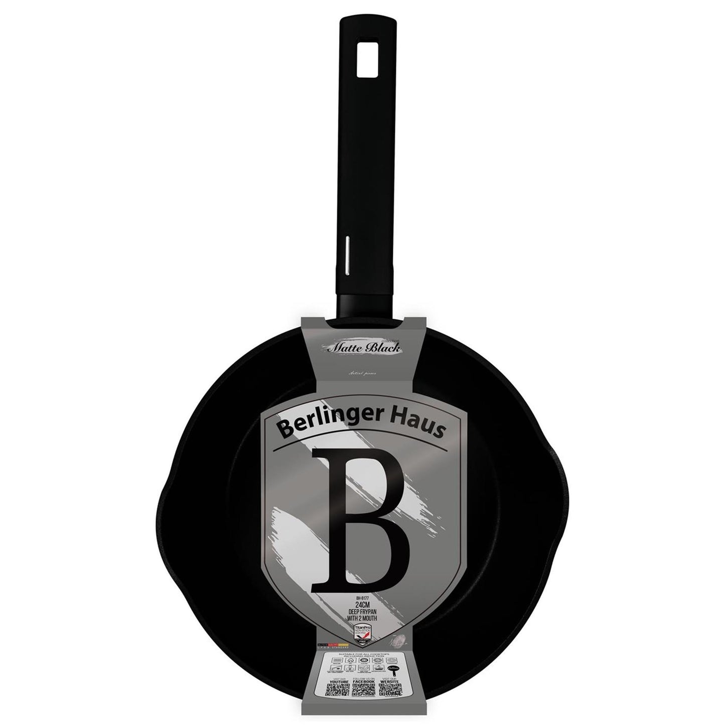 Berlingerhaus diepe koekenpan mat zwart 24cm
