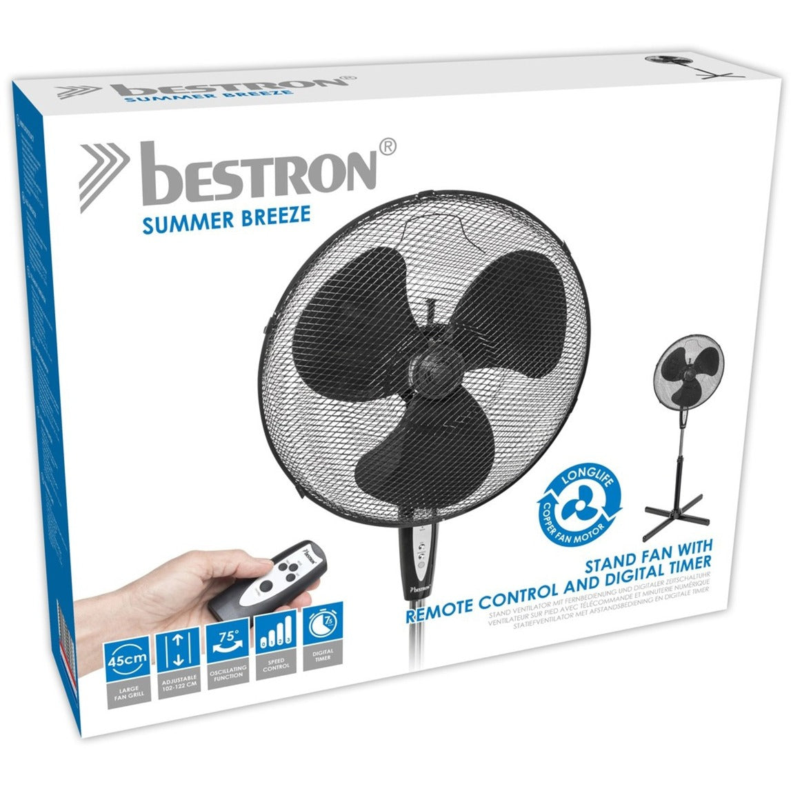Bestron ASV45ZR Statiefventilator met afstandsbediening en