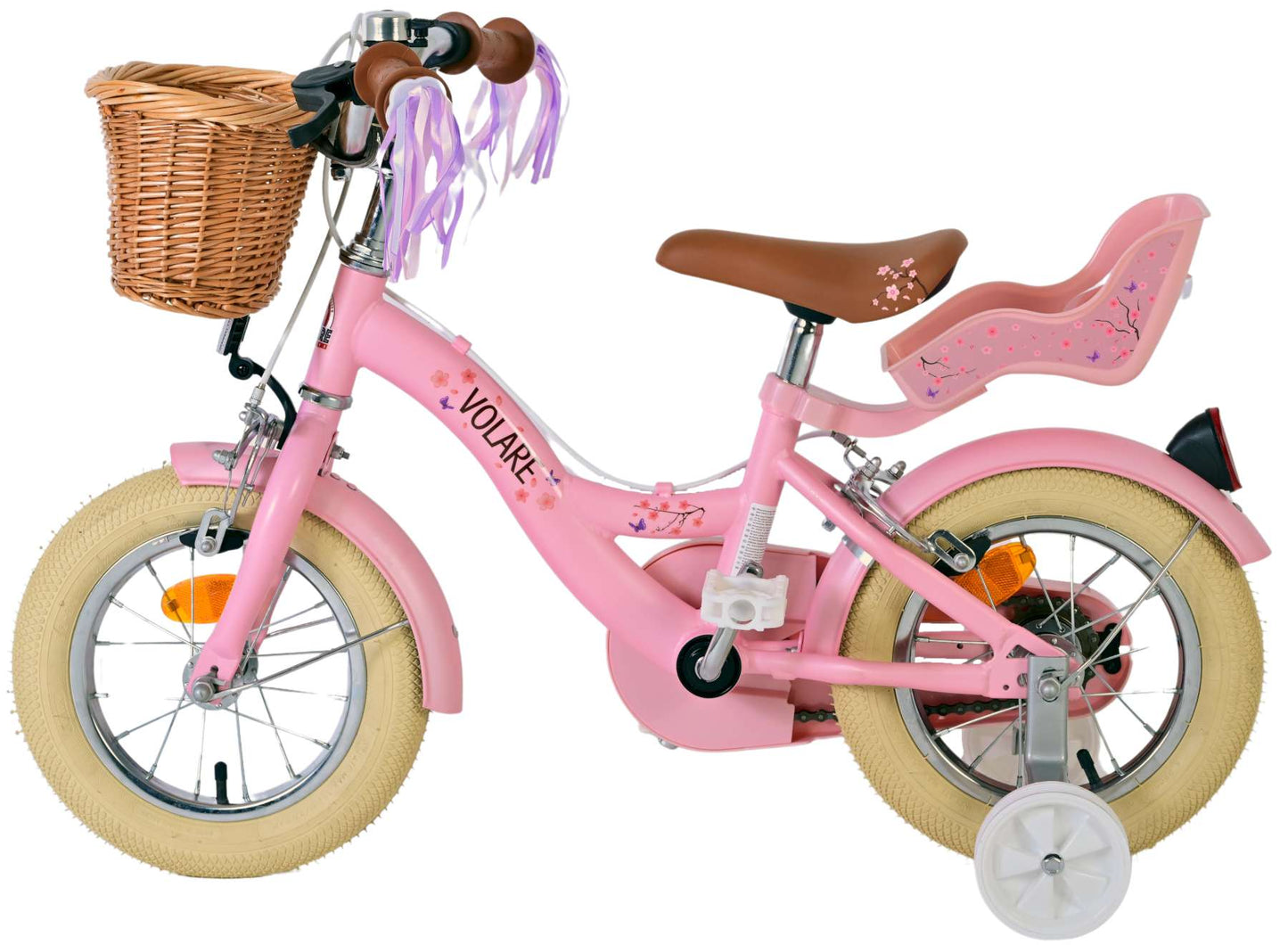 Volare blossom kinderfiets - meisjes - 12 inch - roze - twee handremmen