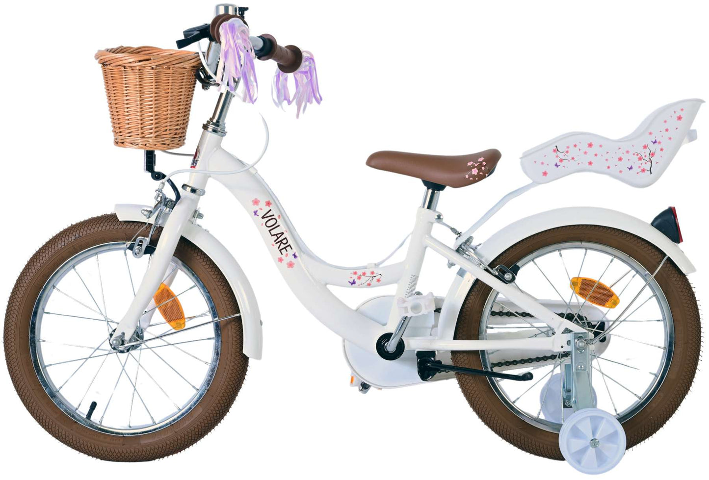 Volare blossom kinderfiets - meisjes - 16 inch - wit - twee handremmen