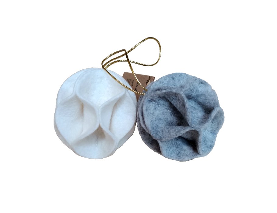 Blue kerstornament vilt - wit en grijs