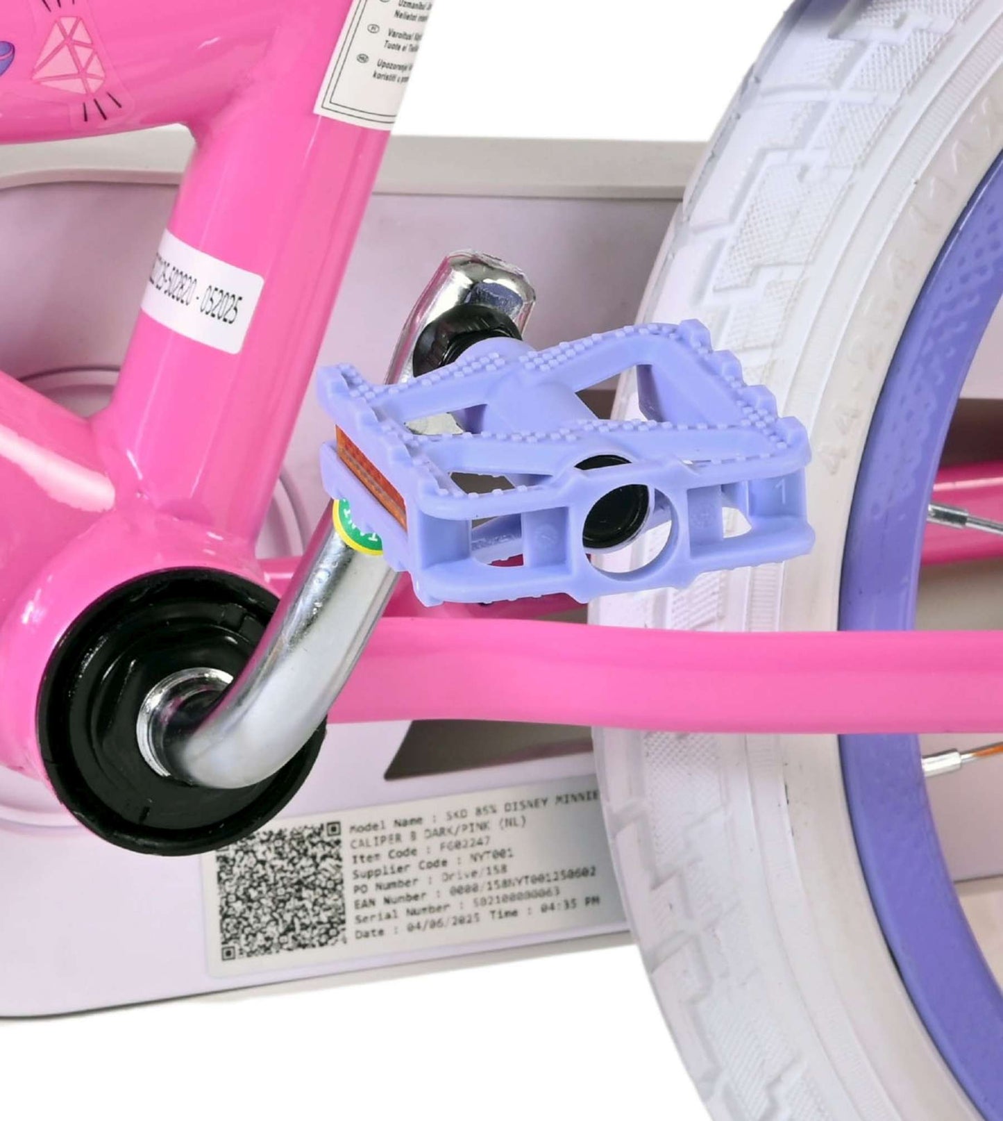 Disney minnie kinderfiets - meisjes - 14 inch - roze - twee handremmen