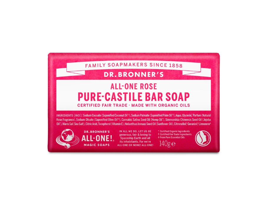 Dr. bronner's zeepblok - pure castile - roos