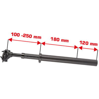 Elvedes ergotec verende zadelpen sp-10.0 vario ø34,9 550mm zwart