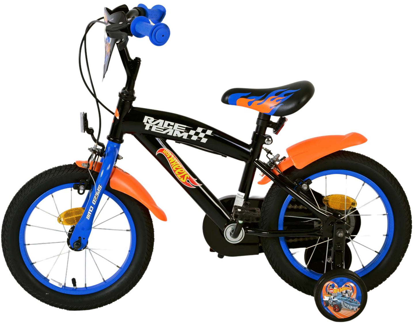 Hot wheels kinderfiets - jongens - 14 inch - zwart - twee handremmen