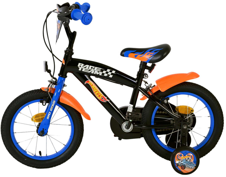 Hot wheels kinderfiets - jongens - 14 inch - zwart - twee handremmen