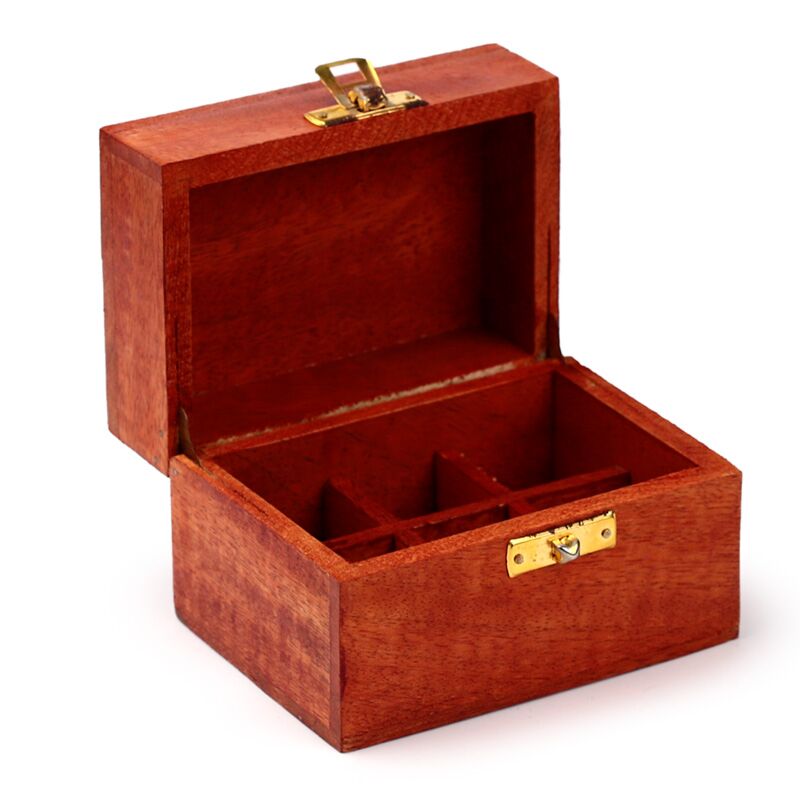 Mango hout etherische olie doos (voor 6 flesjes - design 2)