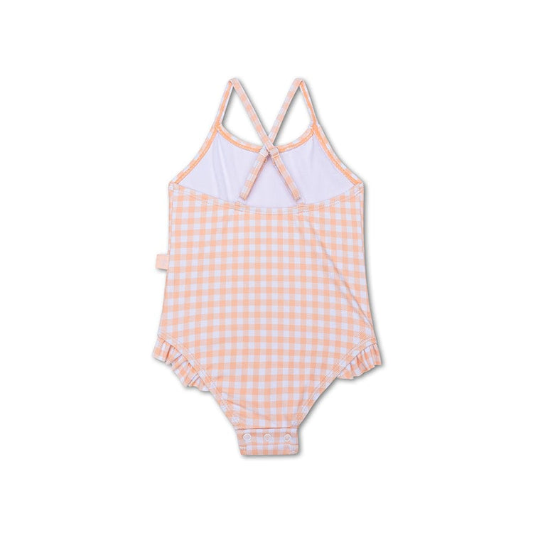 Sunset grid | oranje wit meisjes uv badpak