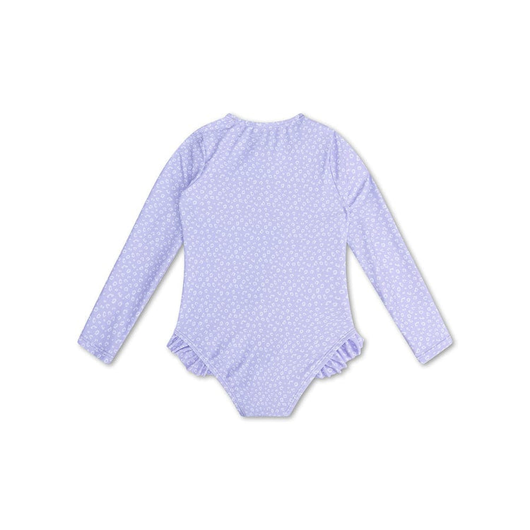 Leopard | lila meisjes uv badpak met lange mouwen