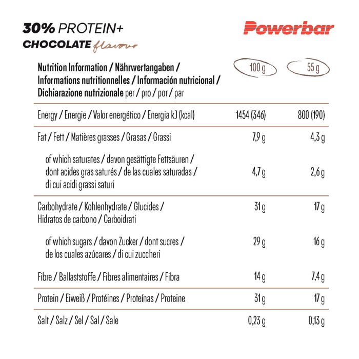 Powerbar 30% protein plus bar 55g