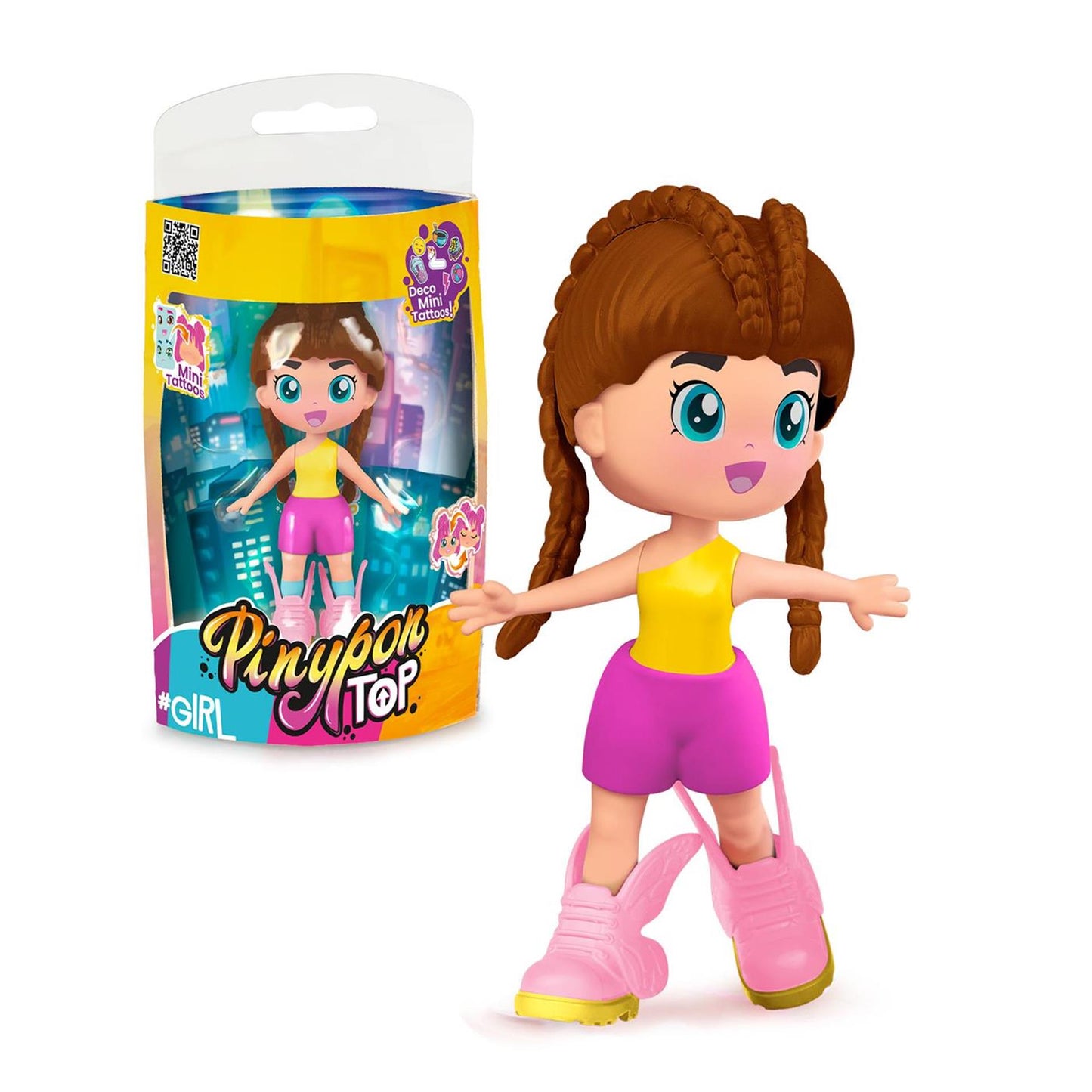 Pinypon top girl 11cm met deco mini tattoos