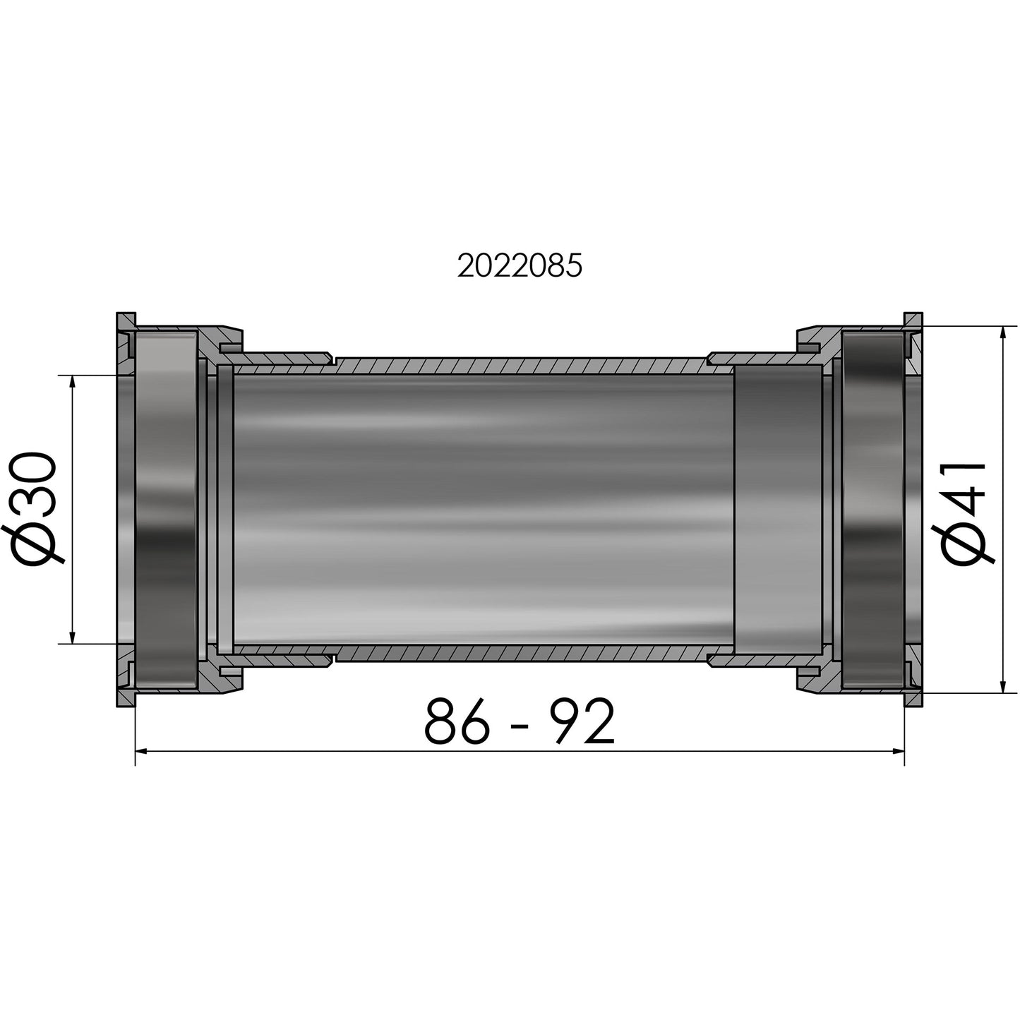 Elvedes bracketset press fit bot.bracket press fit 41mm bb86-92 shim.