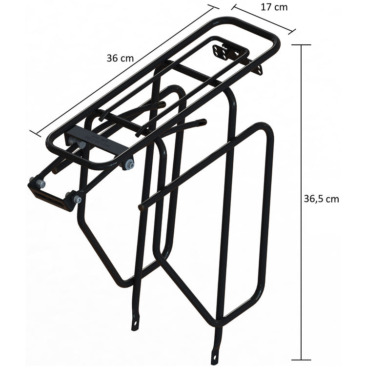 achterdrager met tasafhouders 28 inch staal zwart