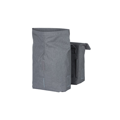 Basil City dubbele fietstas grijs, waterafstotend, geschikt voor e-bikes, reflecterend, 28-32L
