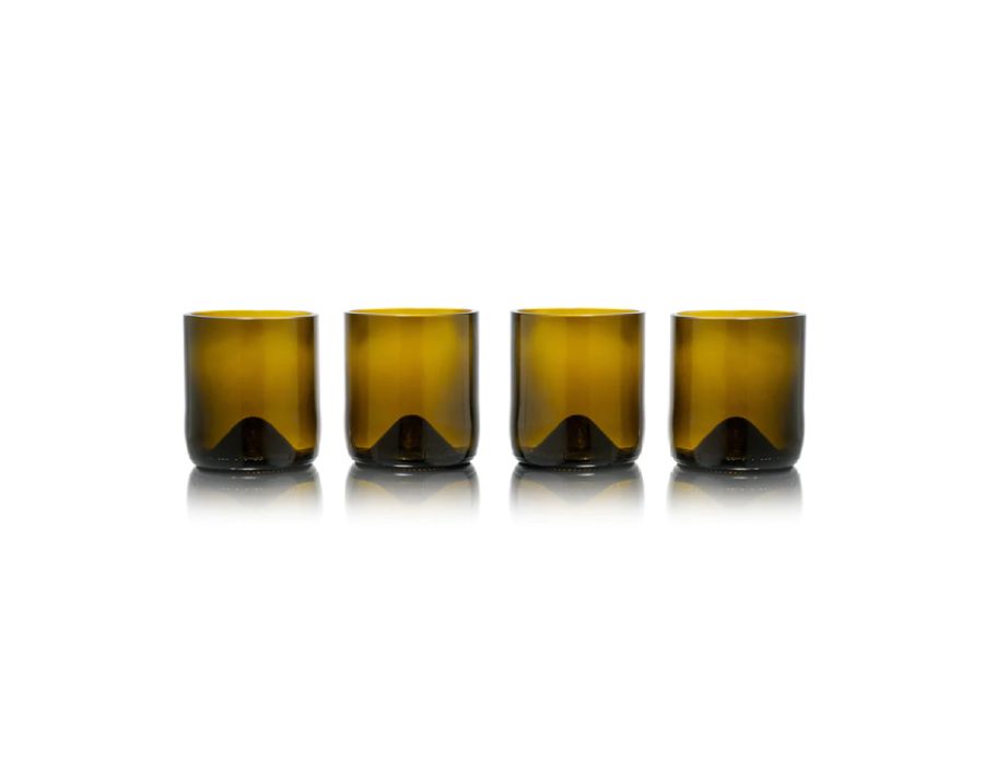 Rebottled glazen - short tumbler - 4-pack - olive