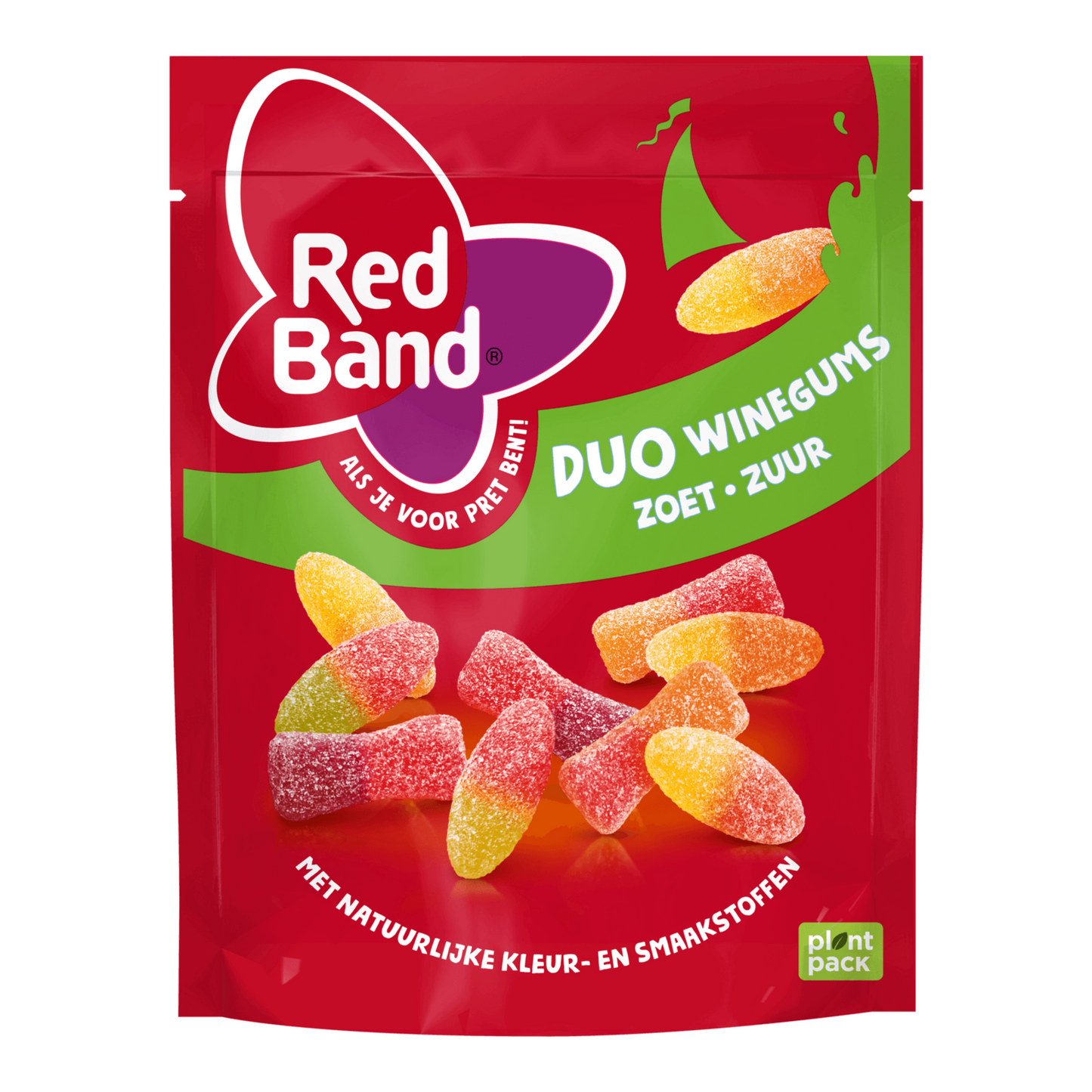Red band duo winegums zoet zuur zak (10x 215g)