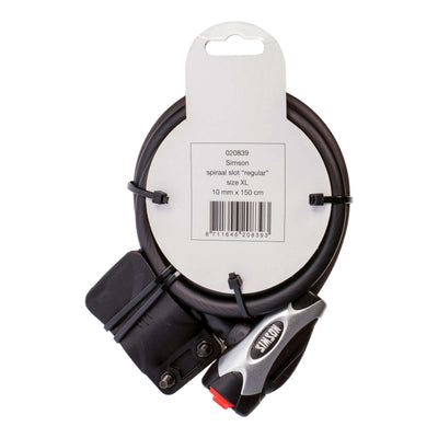 Simson Kabelslot Regular XL - 10x150cm - Zwart - Geen ART - Fiets
