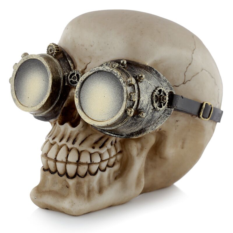 Steam punk stijl schedel met bril woonaccessoire