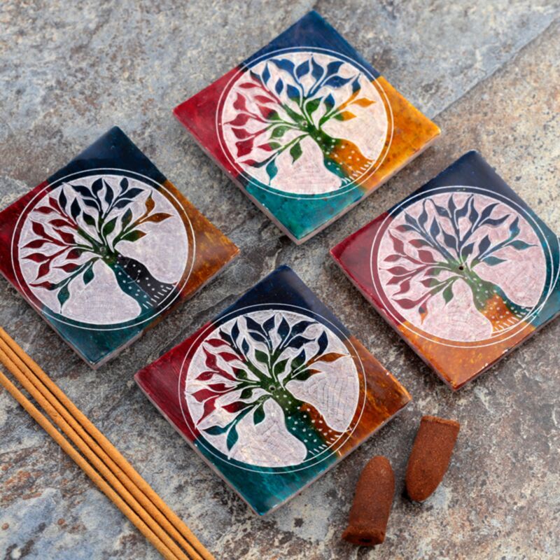 Tree of life zeepsteen wierookhouder schaaltje
