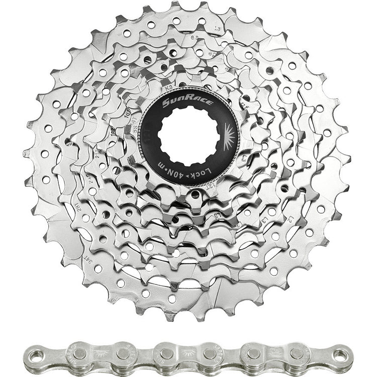 Spanninga sunrace combipack csm66 8v 11-32t met ketting cnm84