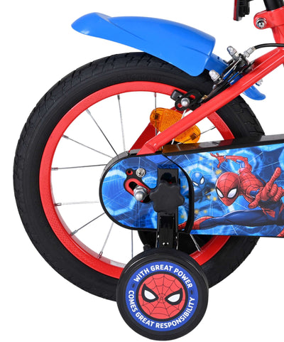 Spiderman spider-man kinderfiets - jongens - 14 inch - blauw rood - twee handremmen