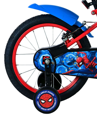 Spiderman spider-man kinderfiets - jongens - 16 inch - blauw rood - twee handremmen