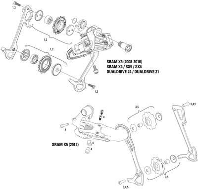 Sram achterderailleur x5 rear derail. x5 10-sp long cage b