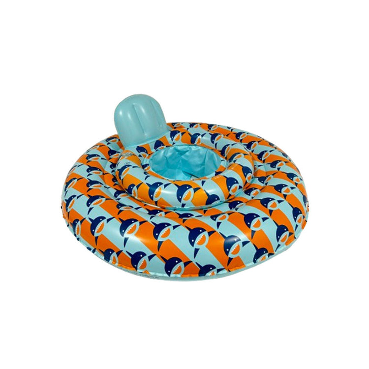 Tropical shark | oranje blauwe baby float 0-1 jaar