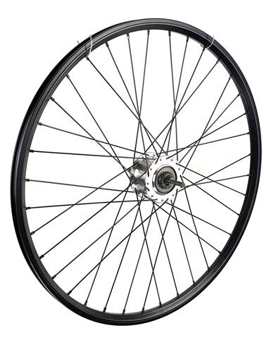 Kt achterwiel 28 inch 622 zwart zwarte spaak 8v schijfrem eleroni