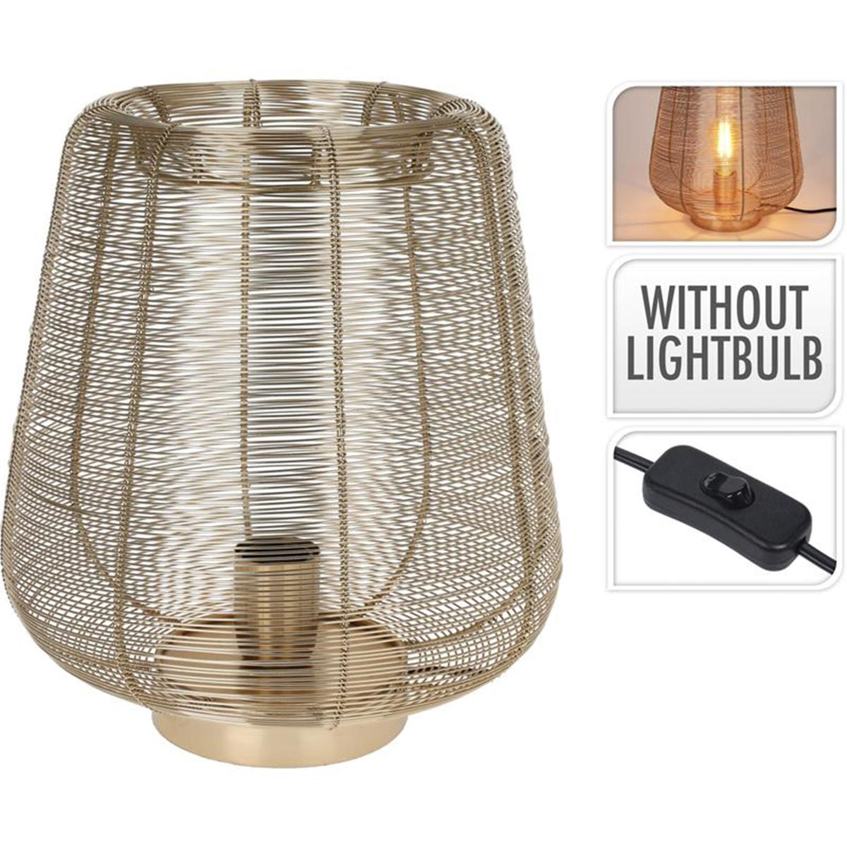 Home styling tafellamp metaaldraad 33cm goud
