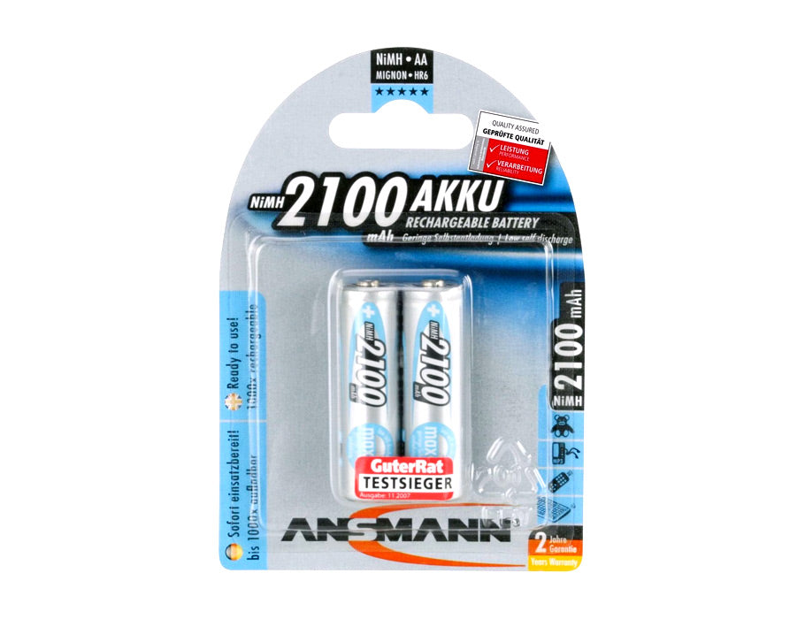 Ansmann batterijen nimh accu mignon aa 2100 mah - 2 stuks