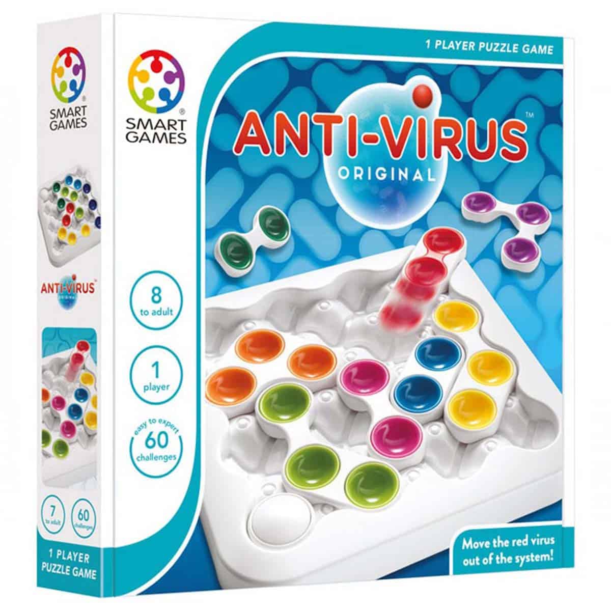 Smartgames anti-virus original - schuifpuzzel denkspel - 60 educatieve logische uitdagingen - solospel - vanaf 7 jaar