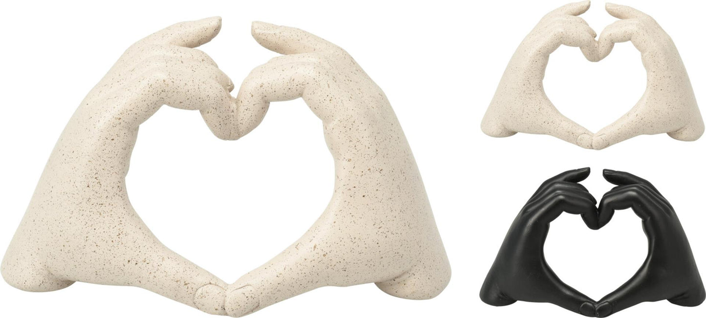 Home styling beeld handen als hart 14cm polystone