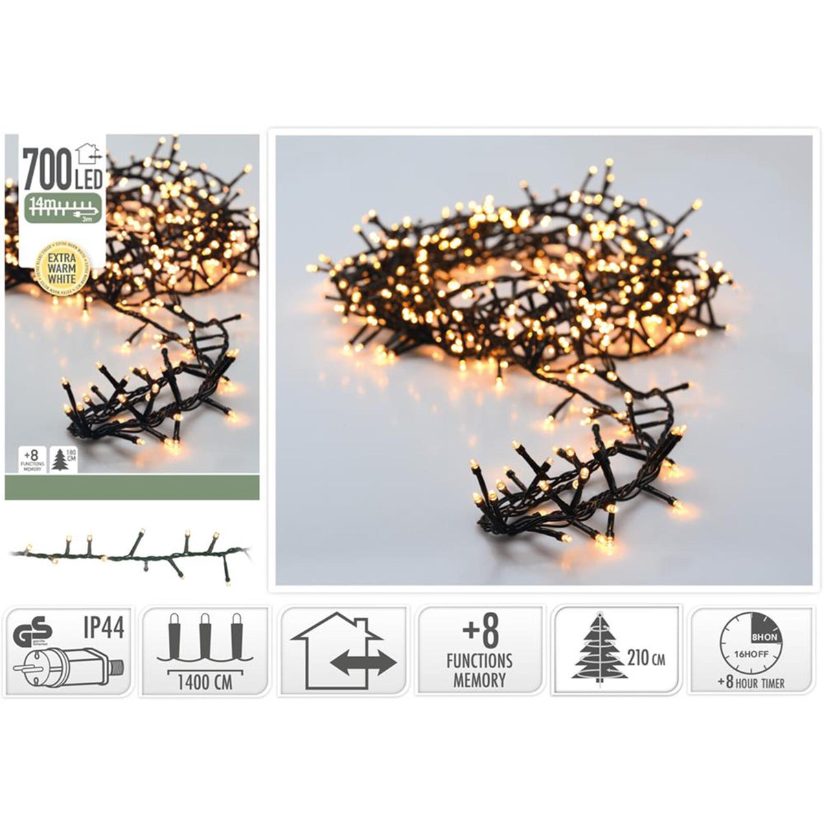 Kerstverlichting microcluster 700 led