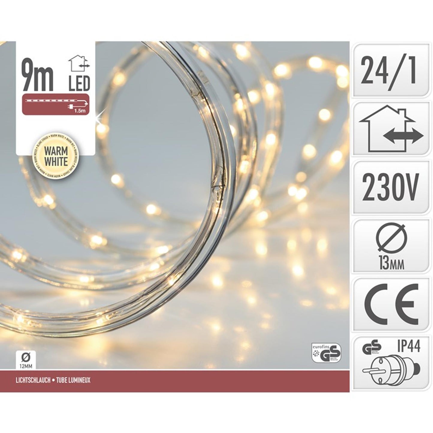 Home styling rope light led dia1,3x9meter warmwit voor buiten