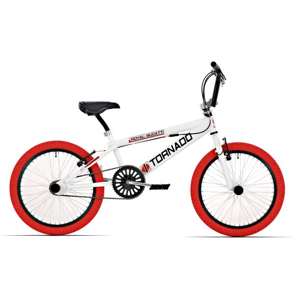 Royal bmx fiets -bugatti tornado freestyle 20 inch - wit met rode banden
