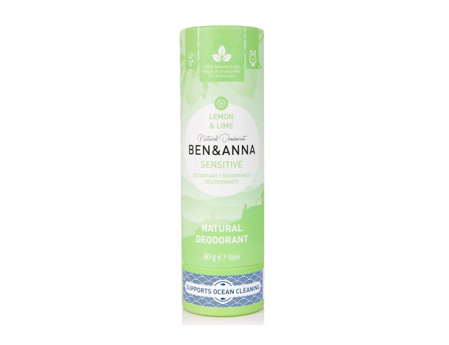 Ben anna deodorant in papiertube - sensitive - lemon lime - 60 gram