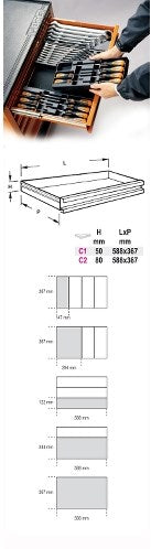 Beta t236 harde voorgevormde inzetbakken met assortiment gereedschap - 024240236