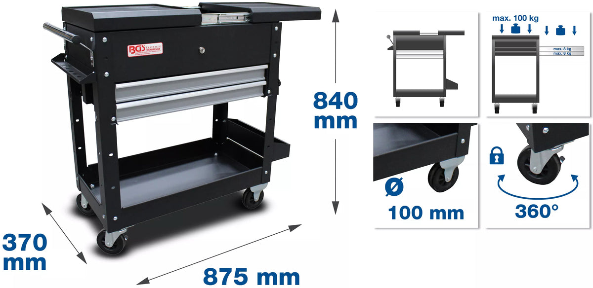 Bgs technic workshop trolley 2 drawers
